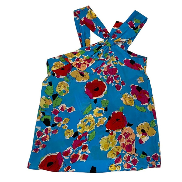 Yumi Kim 100% Silk Asymmetrical Cami Halter Bow Built In Bra Back Zip sz.S - Picture 2 of 16